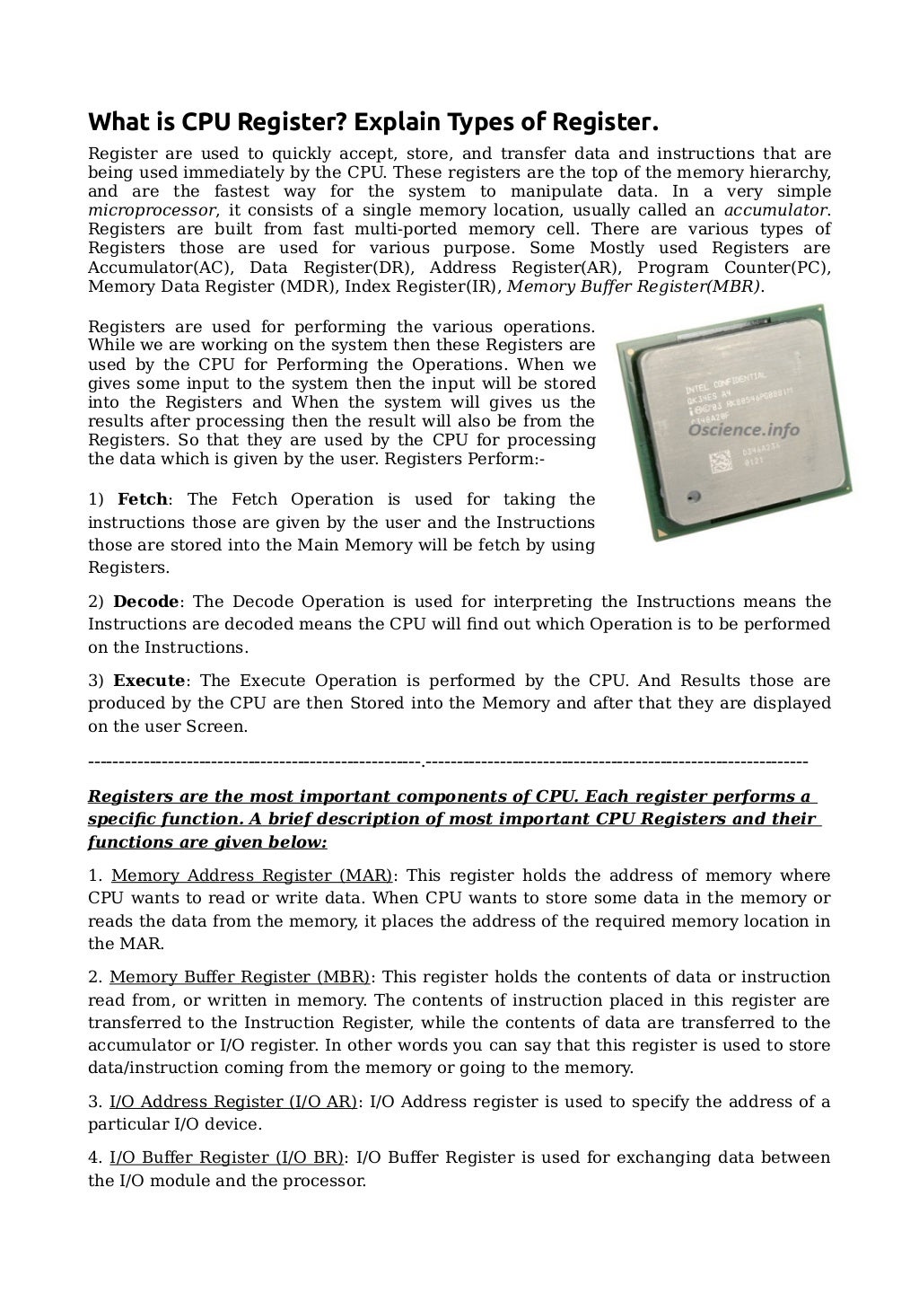 What is CPU Register? Type of CPU Register.