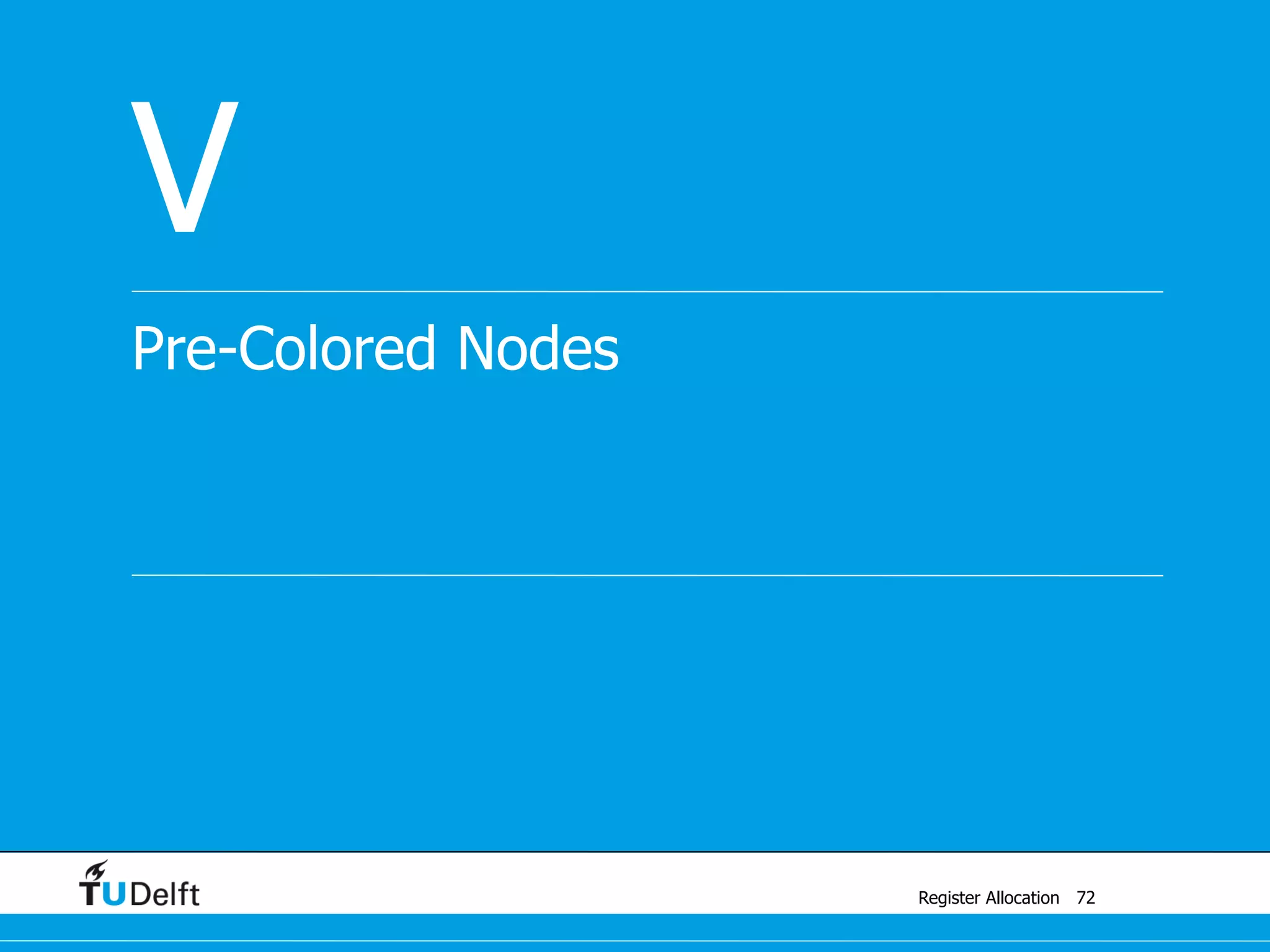 Register Allocation
Pre-Colored Nodes
V
72
 