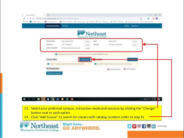 register for classes with schedule builder