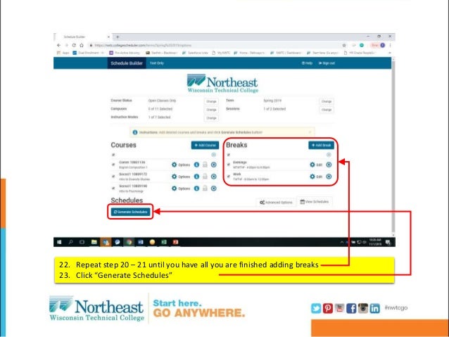 register for classes with schedule builder schedule builder college