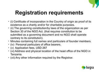 Registering CSOs in Tanzania | PDF