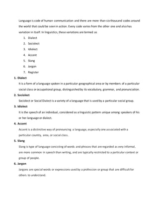 Sociolect Words Register theory | DOCX