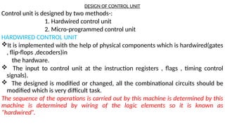 Hardwired Control Unit Basic System COMPUTER ARCHITECTURE REGISTER TRAN.pptX