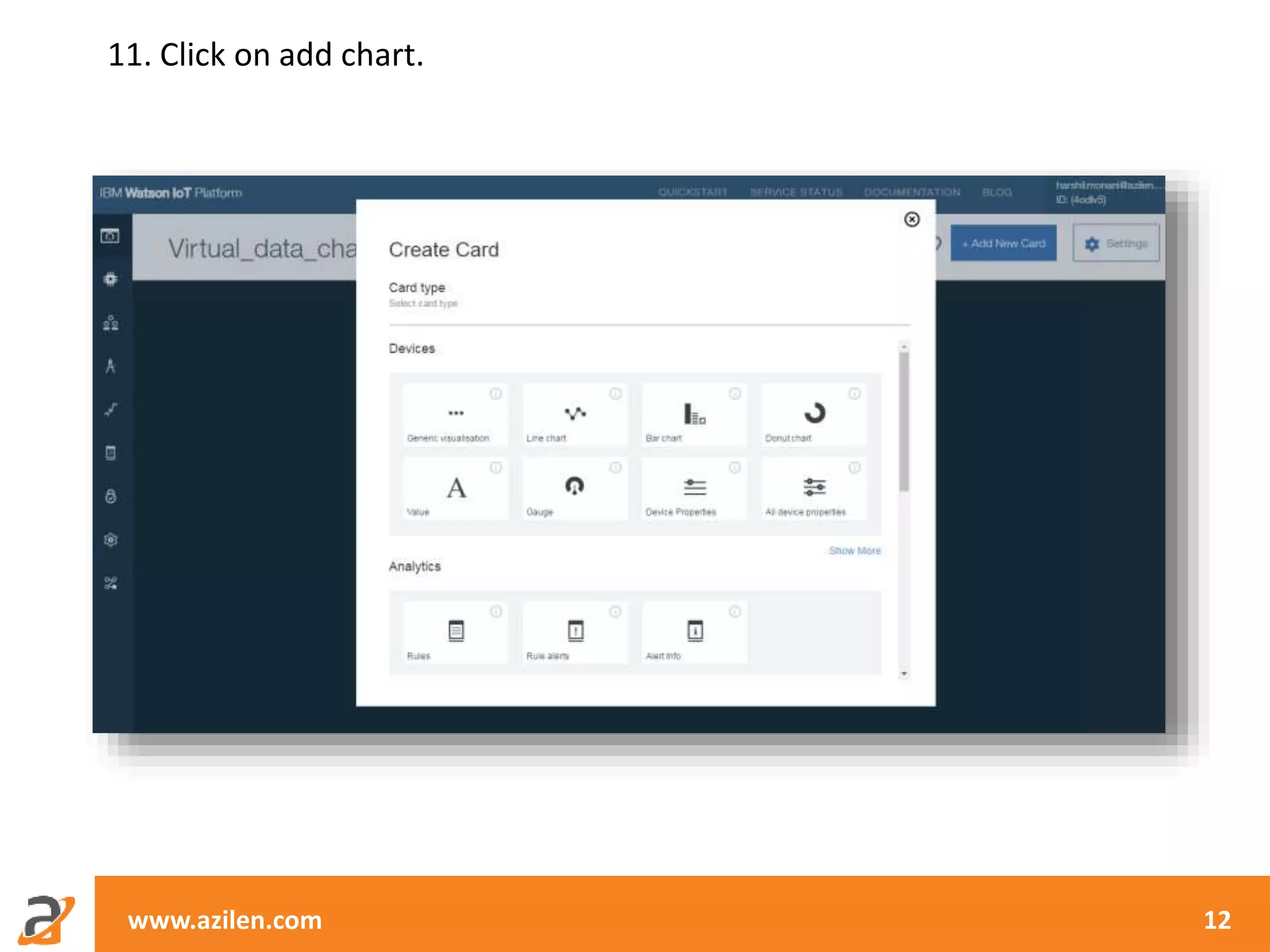 www.azilen.com 12
11. Click on add chart.
 