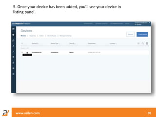 www.azilen.com 05
5. Once your device has been added, you’ll see your device in
listing panel.
 