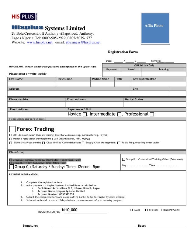 Forex Trading Registration Form - 