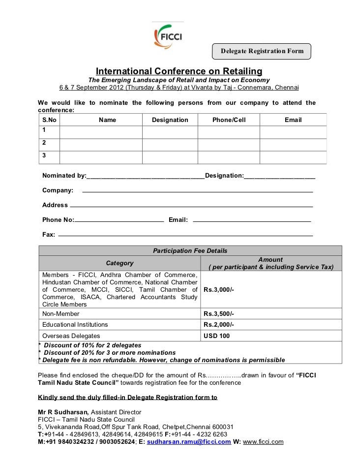 Registration Form Of International Conference On Retailing