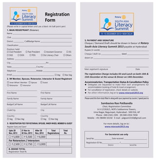 Registration form for South Asia Literacy Summitt