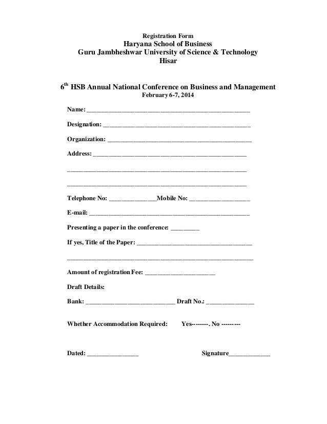 Registration Form Hsb Conference