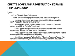 Login and Registration form using oop in php | PDF