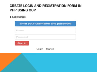 Login and Registration form using oop in php | PDF