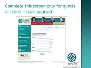 Complete this screen only for guests other than yourself