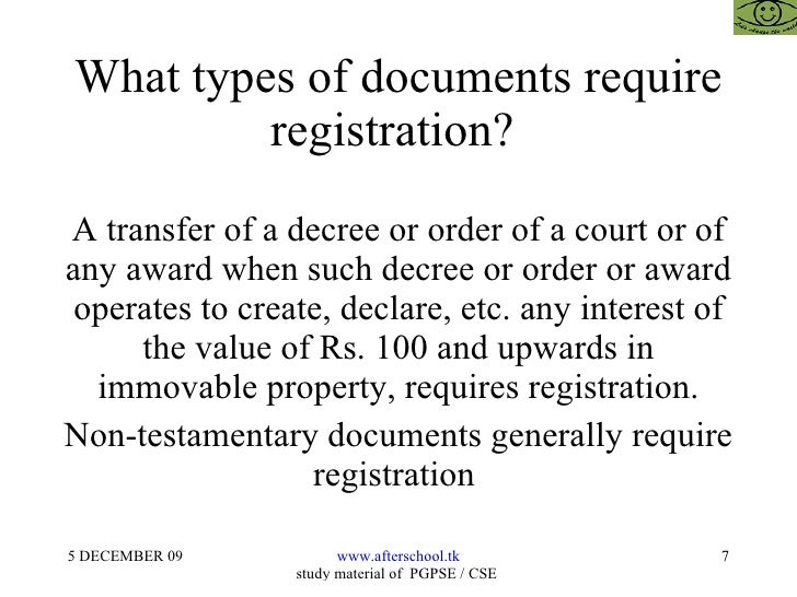 Registration of documents