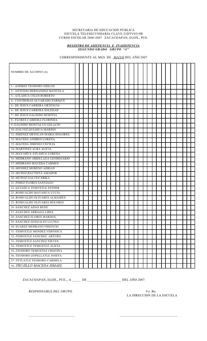 ejemplo de registro de asistencia escolar tirevi fontanacountryinn com ejemplo de registro de asistencia escolar