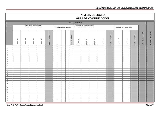 REGISTRO AUXILIAR DE PRIMARIA EN WORD 2016.