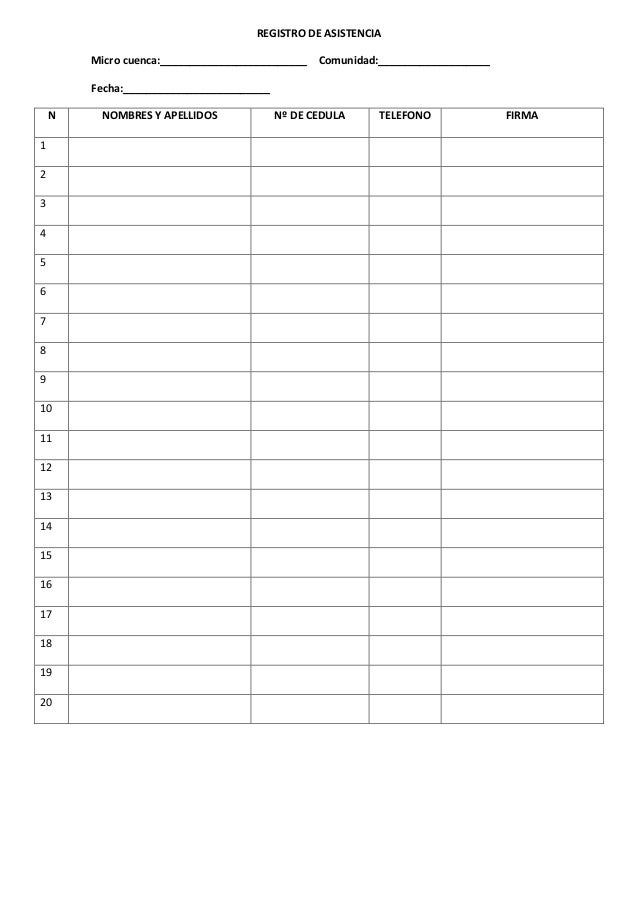 formatos para listas de asistencia