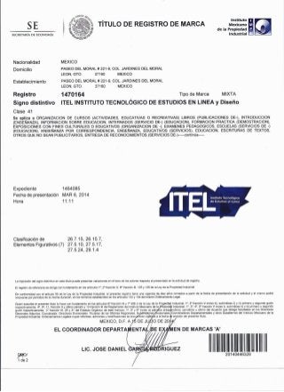 Registro de Marca ITEL Instituto Tecnológico de Estudios en Línea 