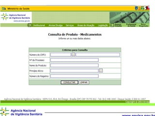 Agência Nacional
de Vigilância Sanitária
 