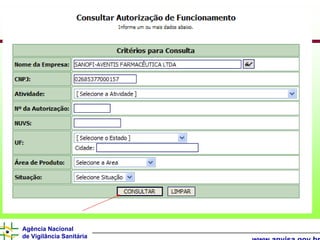 Agência Nacional
de Vigilância Sanitária
 