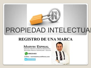 REGISTRO DE UNA MARCA
1
PROPIEDAD INTELECTUAL
 