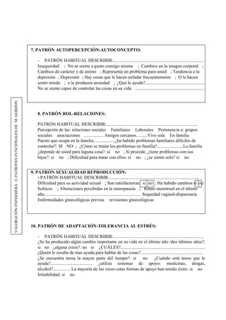Hoja de Registro de valoración por patrones funcionales de salud | DOC