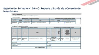 Reporte del Formato N° 08 – C: Reporte a través de «Consulta de
Inversiones»
 