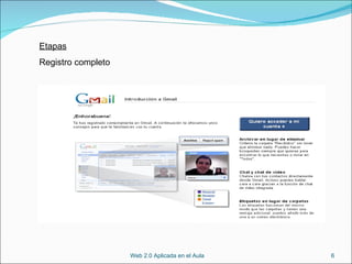 Etapas Registro completo Web 2.0 Aplicada en el Aula