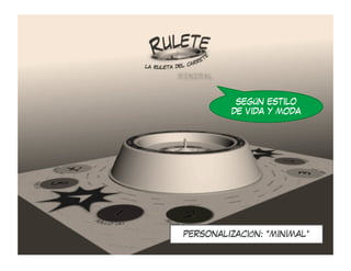 SEGÚN ESTILO
         DE VIDA Y MODA




PERSONALIZACIÓN: “MINIMAL”
 