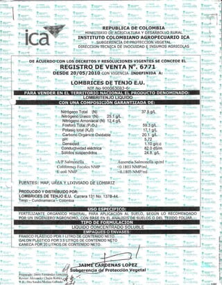 Registro ICA 6771 Humus Liquido