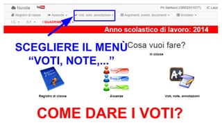 SCEGLIERE IL MENÙ 
“VOTI, NOTE,...” 
COME DARE I VOTI? 
 
