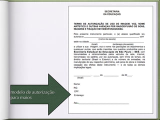 modelo de autorização para maior: 