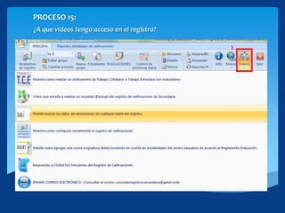 PROCESO 15:
¿A que videos tengo acceso en el registro?
 