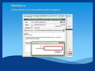 PROCESO 20:
¿Cómo enviar correo electrónico desde el registro?
 