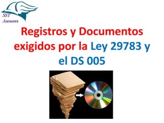 Registros y Documentos
exigidos por la Ley 29783 y
el DS 005

 