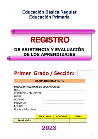 REGISTRO Y EVALUACION DE APRENDIZAJE  2023