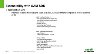 Page47 © Hortonworks Inc. 2011 – 2016. All Rights Reserved
Extensibility with SAM SDK
 Notification Sink
– Interface to s...