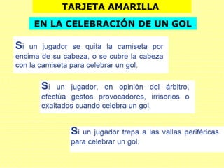 TARJETA AMARILLA
EN LA CELEBRACIÓN DE UN GOL
 