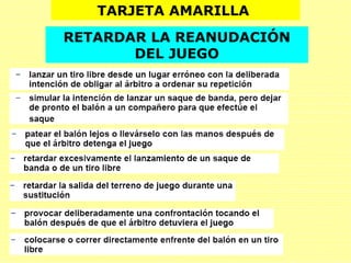 TARJETA AMARILLA
RETARDAR LA REANUDACIÓN
DEL JUEGO
 