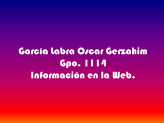 García Labra Oscar Gerzahim
         Gpo. 1114
  Información en la Web.
 