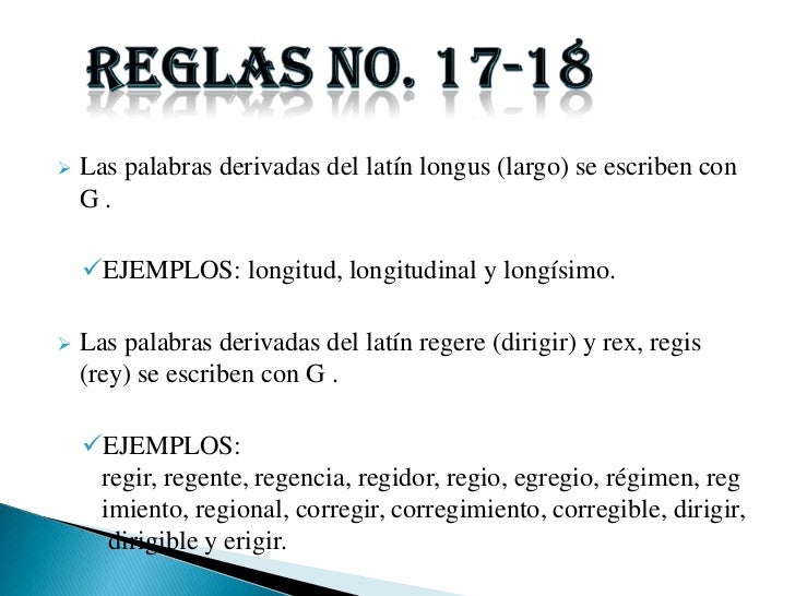 Regla de la letra g