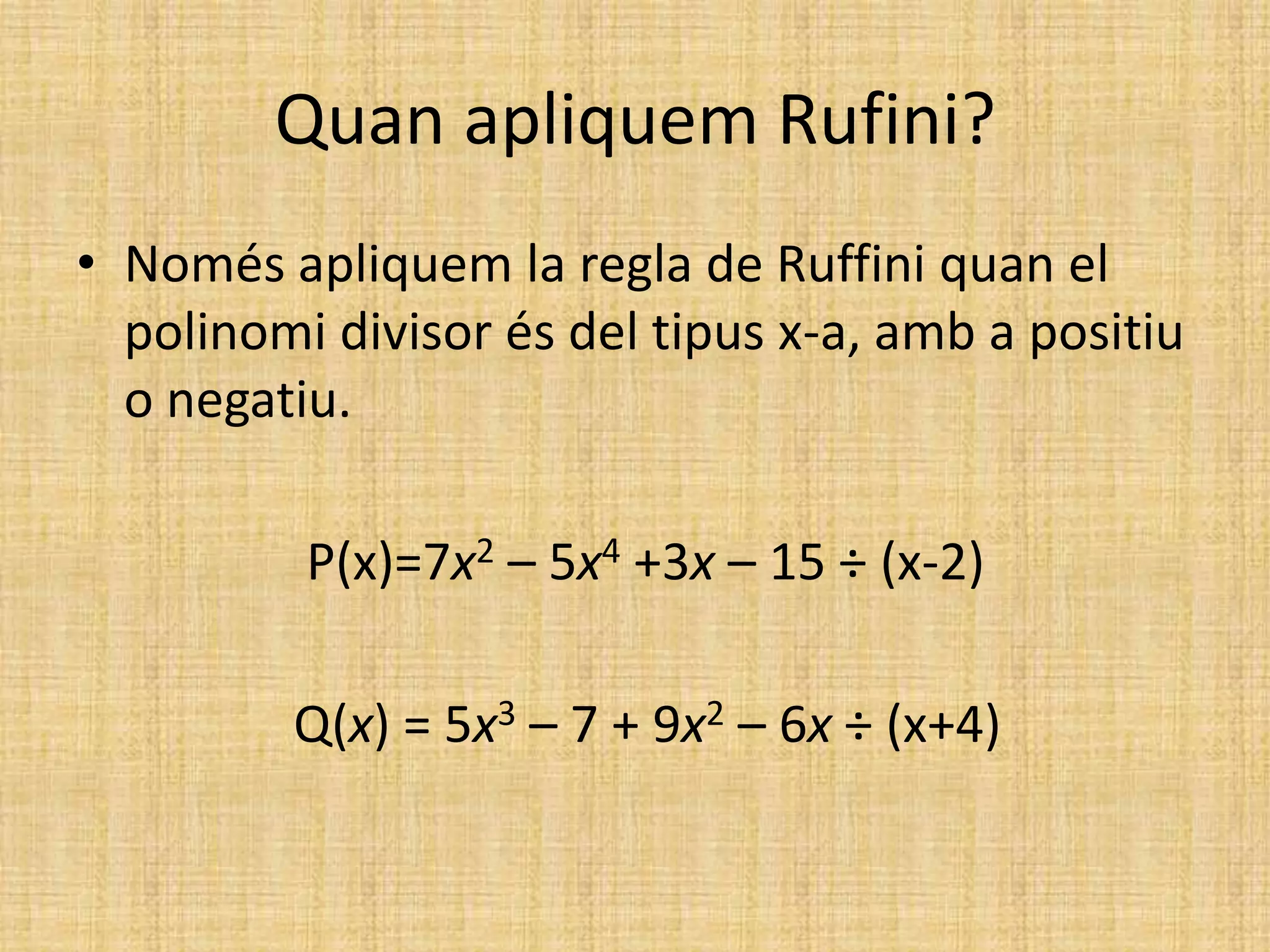 Regla De Ruffini[1] | PPTX