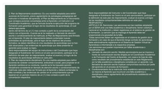 .
2. Plan de Mejoramiento académico: Es una medida adoptada para definir
acciones de formación, previo agotamiento de estrategias pedagógicas del
instructor e iniciativas del aprendiz, el Plan de Mejoramiento es un documento
que consigna acciones concertadas entre el Aprendiz y el Instructor o el
Coordinador Académico, que se formula durante la ejecución del programa de
formación para garantizar el logro de los resultados de aprendizaje, el cual
deberá ejecutarse
dentro del término de un (1) mes contado a partir de la concertación del
mismo con el Aprendiz. Cuando se le ha realizado un llamado de atención
escrito o condicionamiento de matrícula; el Plan de Mejoramiento será firmado
por el Aprendiz. El plan de mejoramiento deberá contemplar nuevas
actividades de aprendizaje, para el logro de los objetivos del proceso
formativo; se deben identificar el o los resultados de aprendizaje que no han
sido alcanzados y las evidencias de aprendizaje que debe presentar el
aprendiz para evaluar su logro.
Será responsabilidad del equipo de instructores o del Coordinador que haya
designado el Subdirector de Centro en el acto sancionatorio, participar en la
definición de este plan de mejoramiento, evaluar el avance y el logro de los
resultados de aprendizaje definidos en este plan.
3. Plan de mejoramiento disciplinario: Es una medida adoptada para definir
acciones de carácter comportamental, actitudinal o social, para propiciar en el
Aprendiz cambios en su conducta, cuando se le ha impuesto sanción
disciplinaria consistente en llamado de atención escrito o condicionamiento de
matrícula; este plan debe ser firmado por el Aprendiz y deberá contemplar la
falta cometida y las evidencias de cambio en el comportamiento que se
esperan en un período máximo de un (1) mes contado a partir de la
concertación respectiva.
Será responsabilidad del Instructor o del Coordinador que haya
designado el Subdirector de Centro en el acto sancionatorio, participar en
la definición de este plan de mejoramiento, evaluar el avance y el logro
de los resultados comportamentales definidos en este plan.
RESPUESTA 2
ARTÍCULO 28. Sanciones. Las sanciones son las medidas adoptadas
por el SENA ante una falta académica o disciplinaria; tienen cobertura
nacional en la Institución y deben registrarse en el sistema de gestión de
la formación. La sanción que se imponga al Aprendiz debe ser
proporcional a la gravedad de la falta.
Estas sanciones deben ser registradas en el sistema de gestión de la
formación y en caso de que el Aprendiz tenga contrato de aprendizaje,
debe adicionalmente registrarse en el Sistema de Gestión Virtual de
Aprendices e informársele a la respectiva empresa.
Las sanciones que pueden imponerse por faltas académicas o
disciplinarias son:
a. Llamado de atención escrito: Medida sancionatoria que se impone a
través de comunicación escrita dirigida por el Coordinador Académico
o de Formación del Centro al Aprendiz, con copia a la hoja de vida,
como resultado del procedimiento establecido en este Reglamento,
por la falta académica o disciplinaria cometida por un aprendiz. Los
llamados de atención escrito implican compromisos escritos por parte
del aprendiz en el proceso de formación.
b. Condicionamiento de la matrícula: Acto académico sancionatorio que
se impone al Aprendiz que incurra en una falta académica o
disciplinaria, previo agotamiento del procedimiento establecido en
este Reglamento.
 