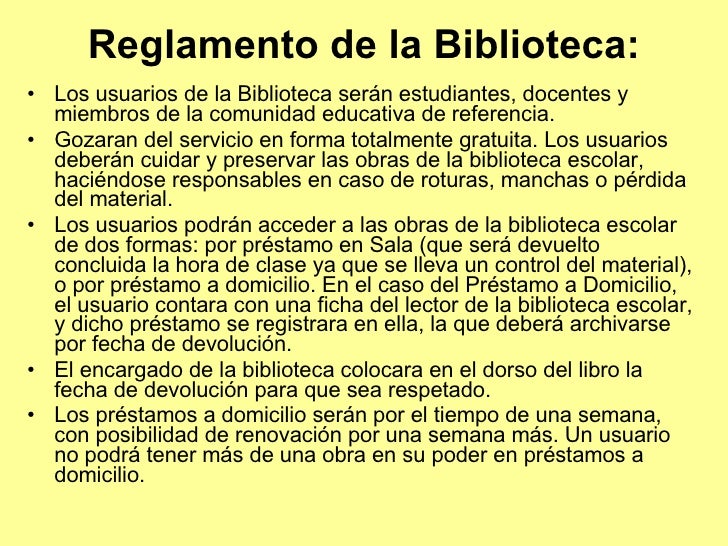 Reglamento De Biblioteca