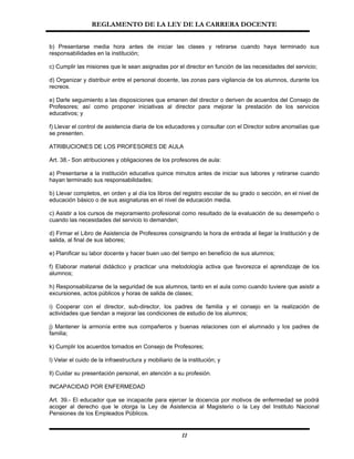 Reglamento De La Ley Carrera Docente