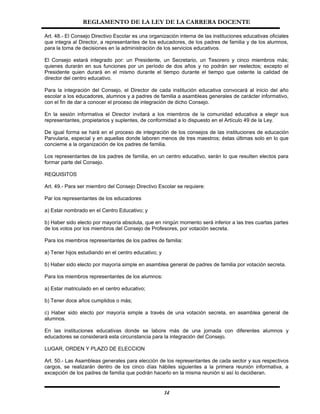 Reglamento De La Ley Carrera Docente