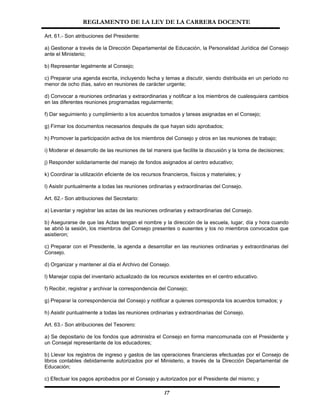 Reglamento De La Ley Carrera Docente