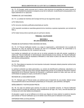 Reglamento De La Ley Carrera Docente