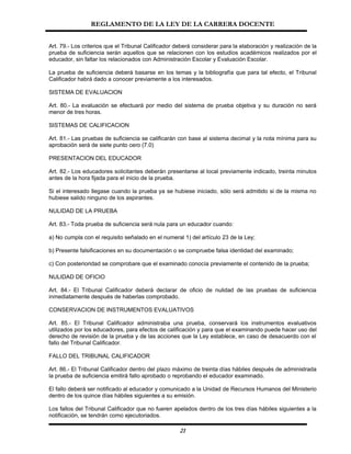 Reglamento De La Ley Carrera Docente