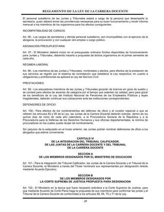 Reglamento De La Ley Carrera Docente