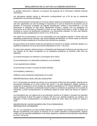 Reglamento De La Ley Carrera Docente
